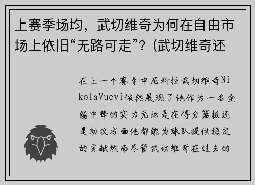 上赛季场均，武切维奇为何在自由市场上依旧“无路可走”？(武切维奇还能涨吗)